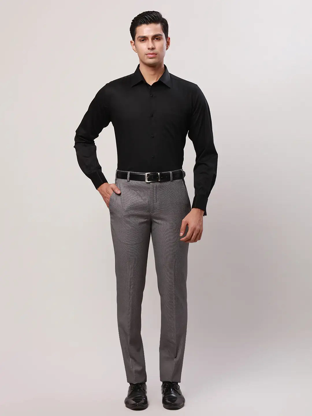 Raymond Men White Structure Slim Fit Cotton Shirt