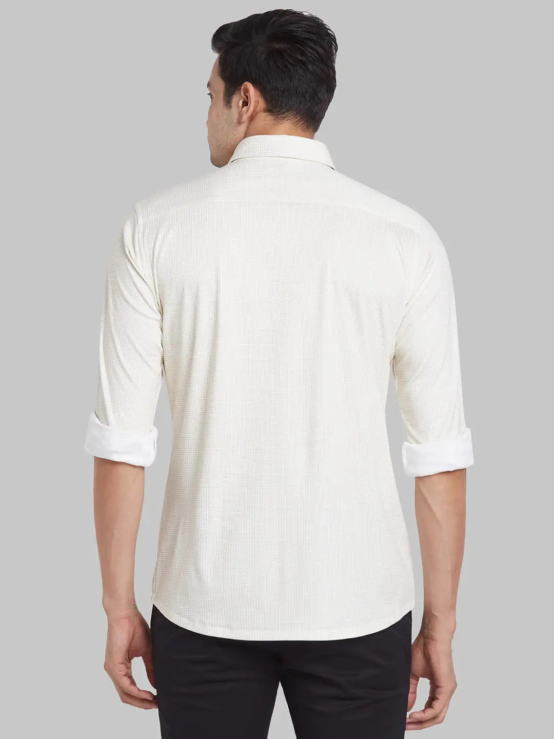 Men Blue Contemporary Fit Structure  Cotton   Shirts