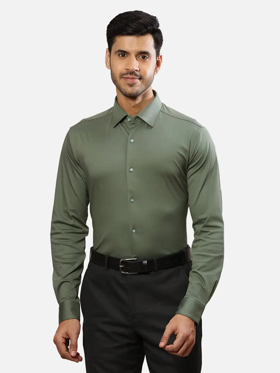 Raymond Men White Solid Slim Cotton Shirt
