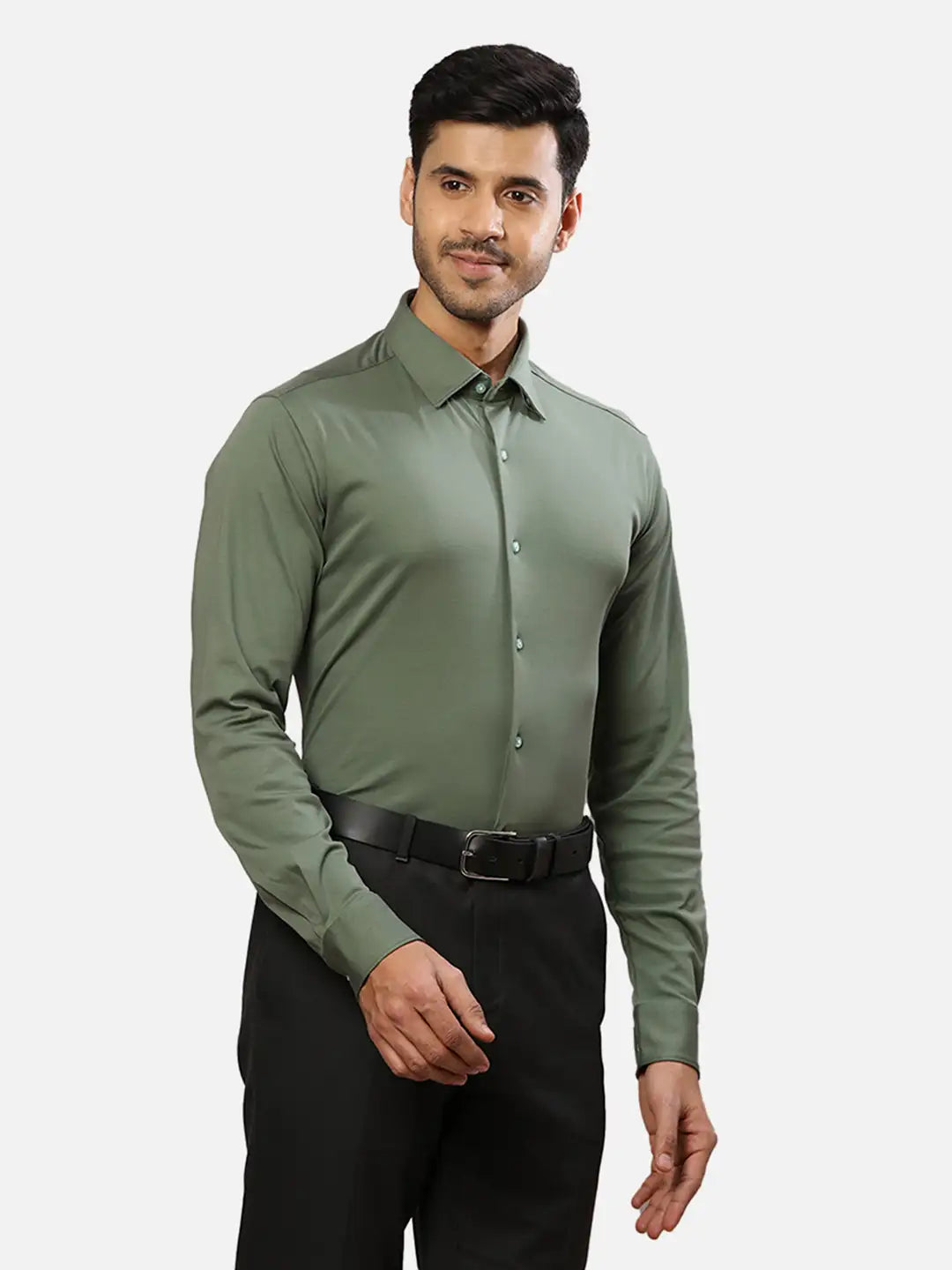 Raymond Men White Solid Slim Cotton Shirt