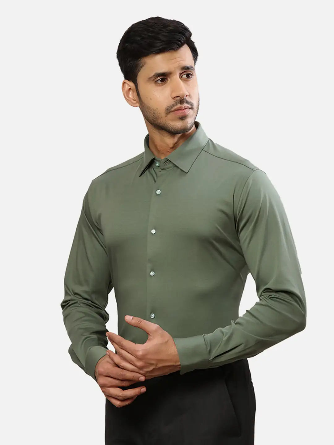 Raymond Men White Solid Slim Cotton Shirt
