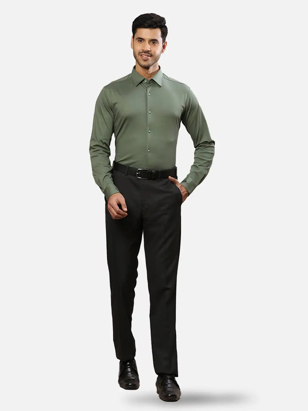 Raymond Men White Solid Slim Cotton Shirt