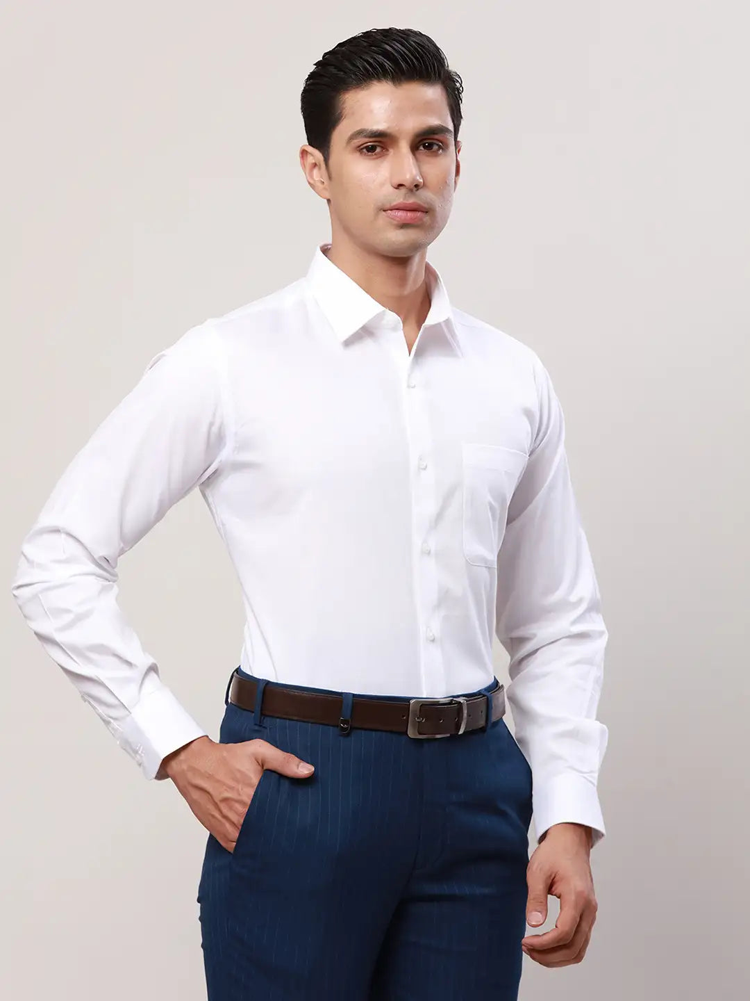 Raymond Men Blue Checks Slim Fit Cotton Shirt