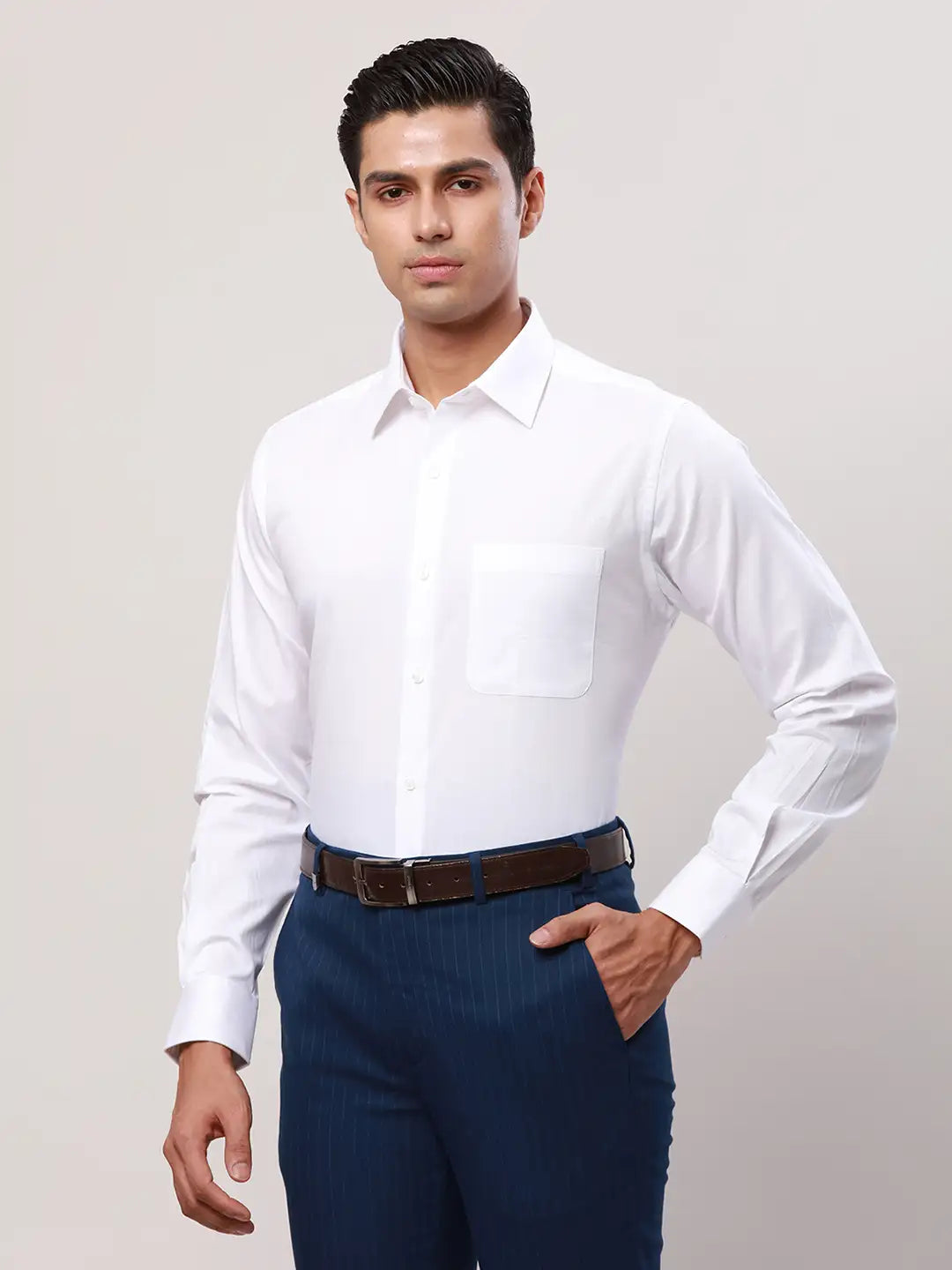 Raymond Men Blue Checks Slim Fit Cotton Shirt