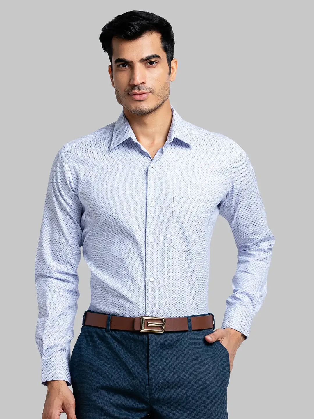 Men Slim Fit Medium Blue Shirt