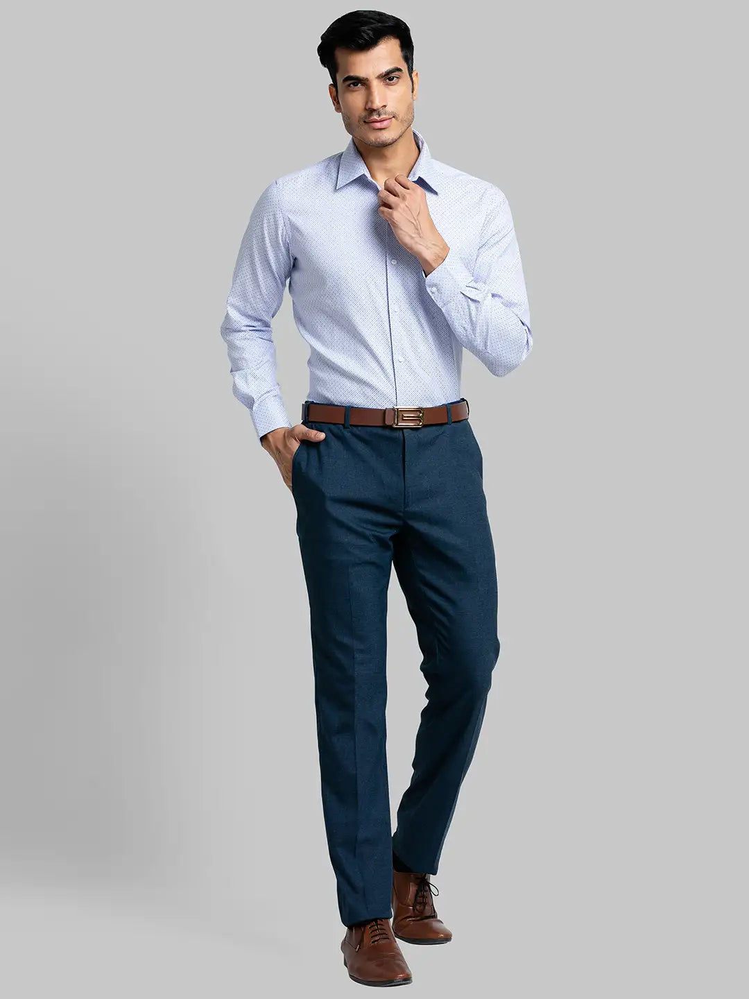 Men Slim Fit Medium Blue Shirt