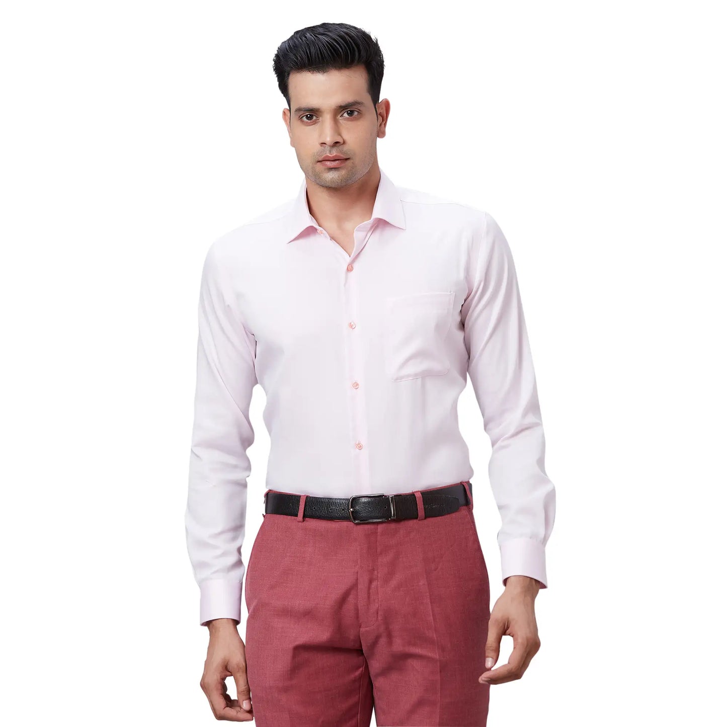 Men White Contemporary Fit Solid Cotton Cut Collar Shirts