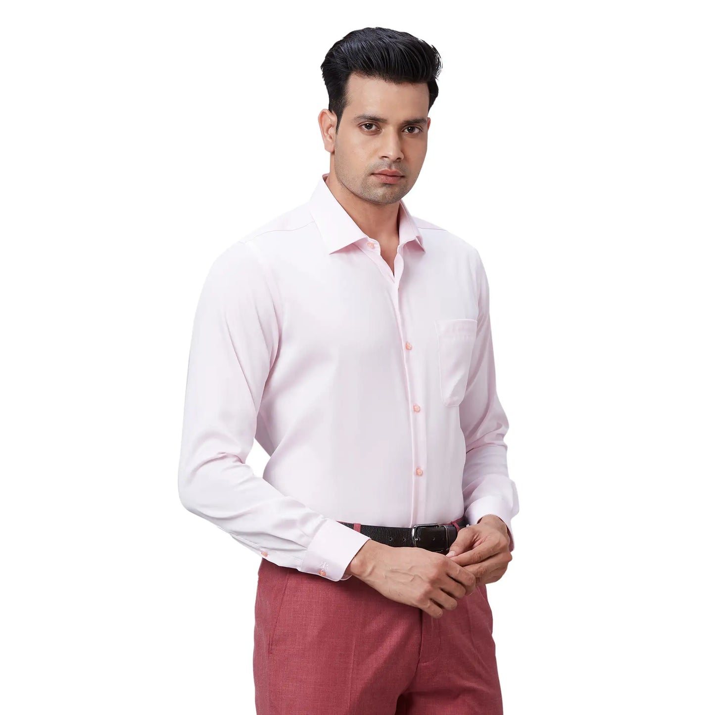 Men White Contemporary Fit Solid Cotton Cut Collar Shirts