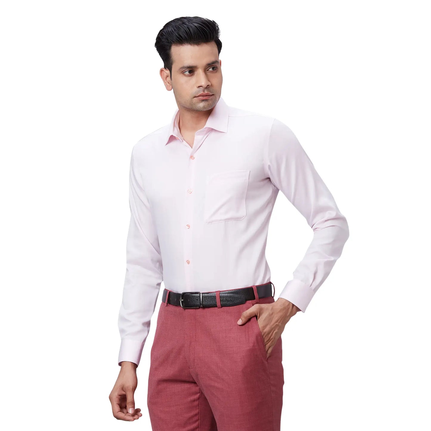 Men White Contemporary Fit Solid Cotton Cut Collar Shirts