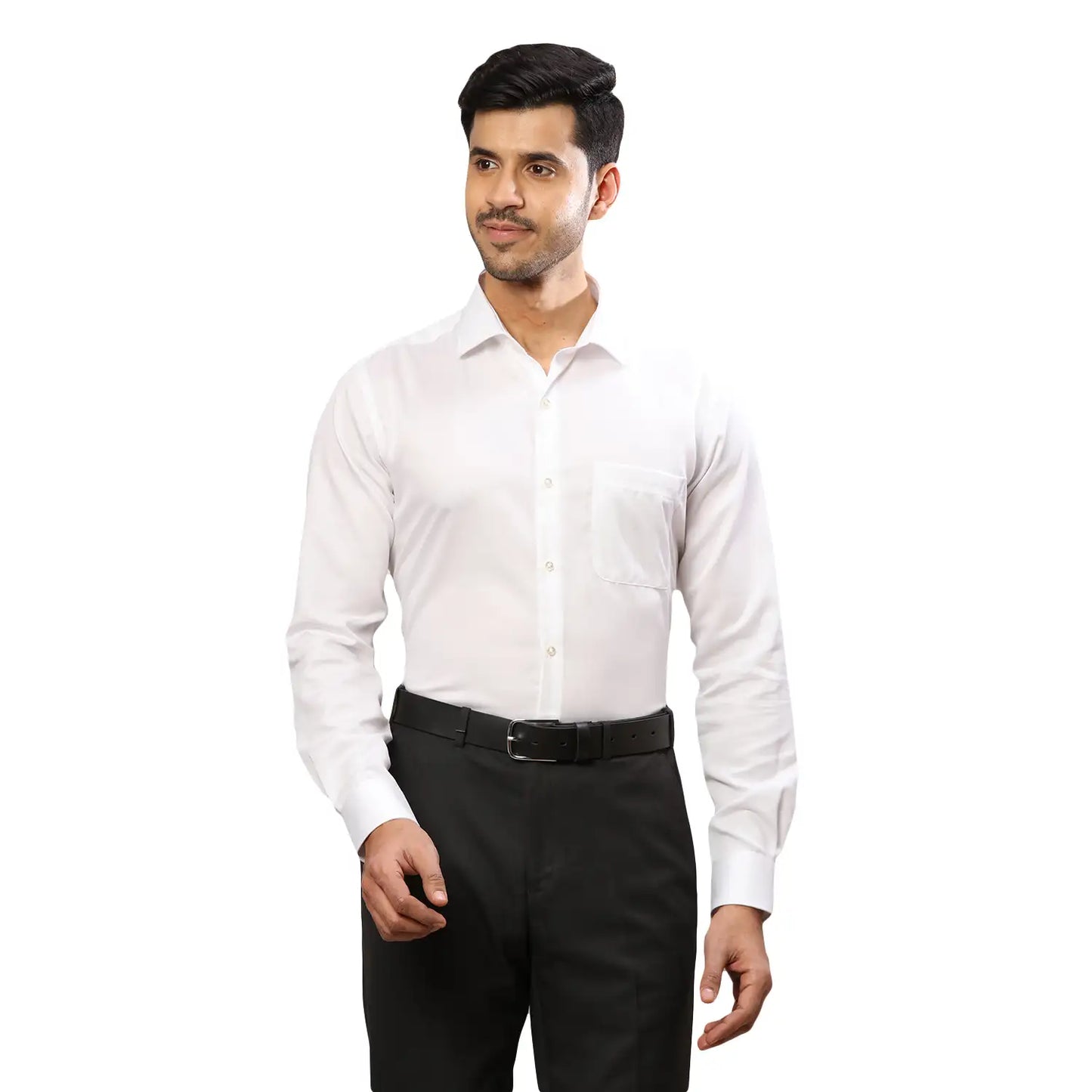 Men Yellow Contemporary Fit Solid Cotton Cut Collar Shirts