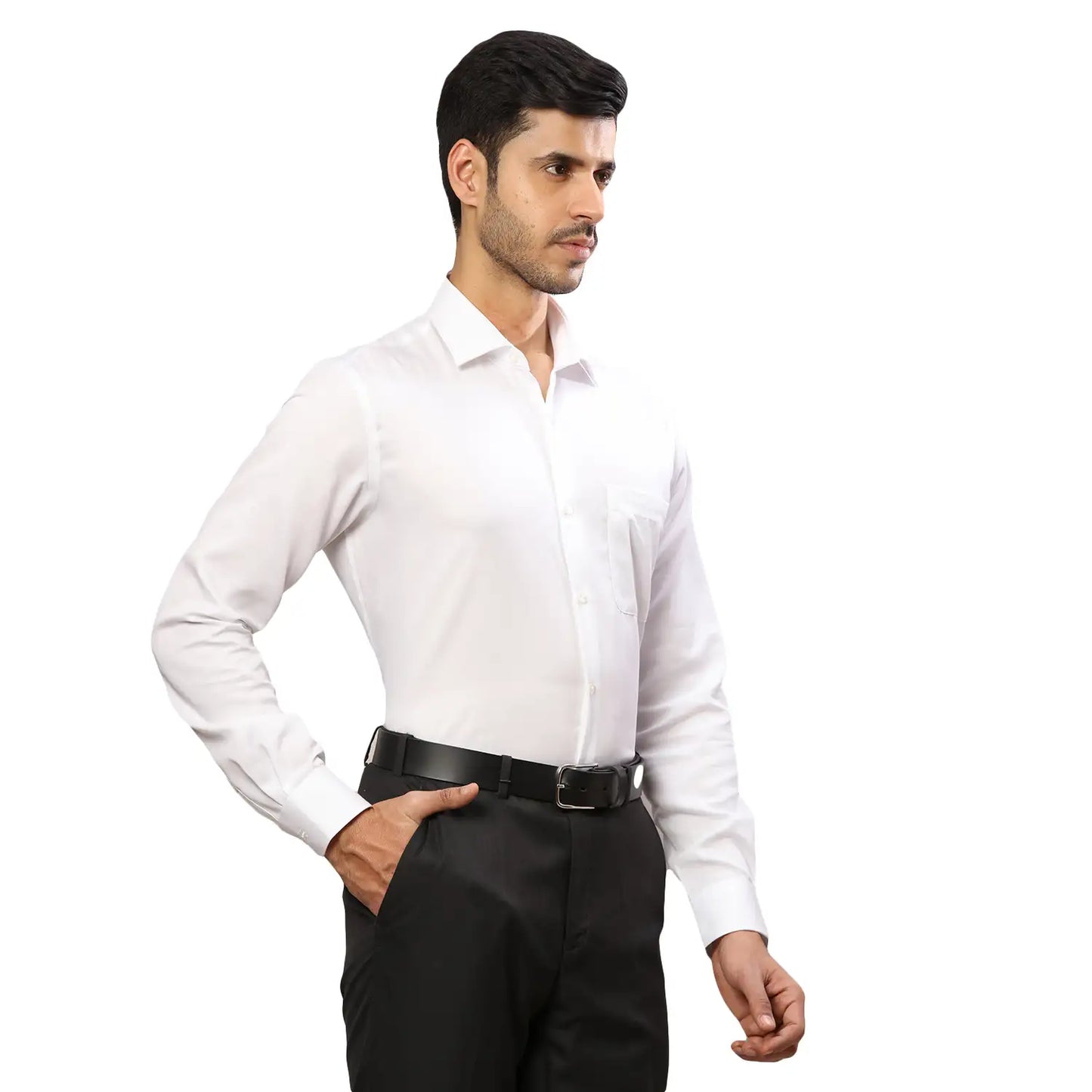 Men Yellow Contemporary Fit Solid Cotton Cut Collar Shirts