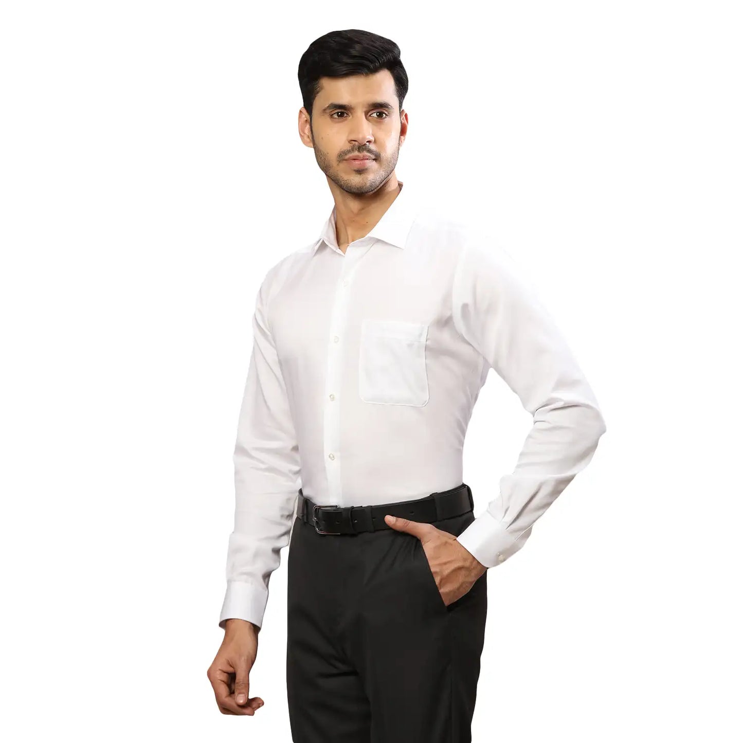 Men Yellow Contemporary Fit Solid Cotton Cut Collar Shirts