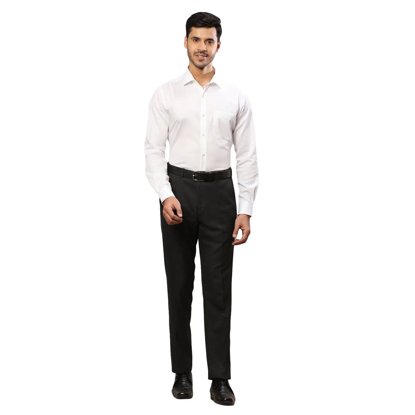 Men Yellow Contemporary Fit Solid Cotton Cut Collar Shirts