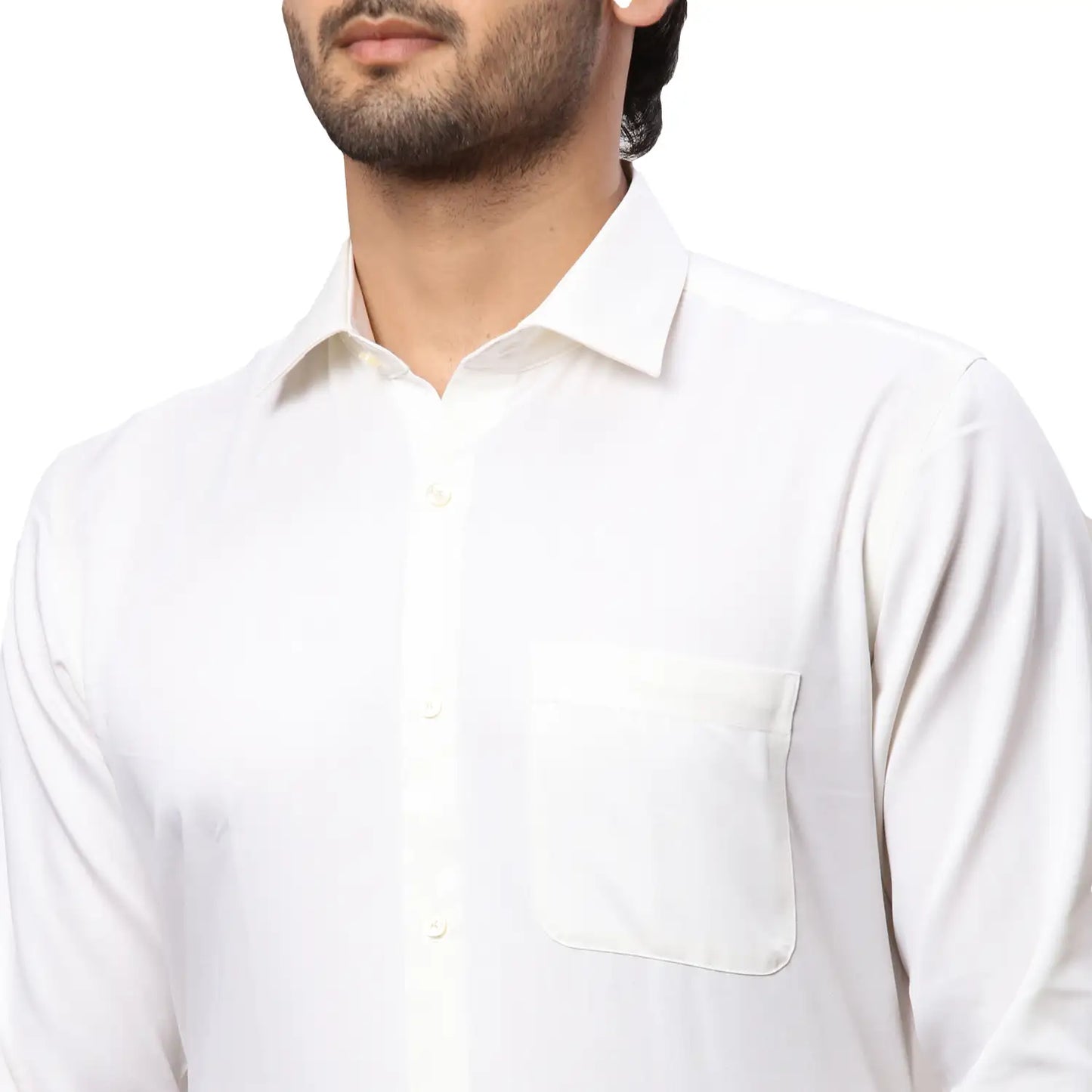 Men Blue Contemporary Fit Solid Cotton Cut Collar Shirts