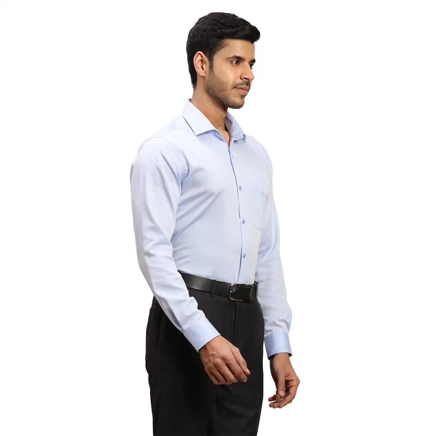 Men Green Contemporary Fit Solid Cotton Cut Collar Shirts