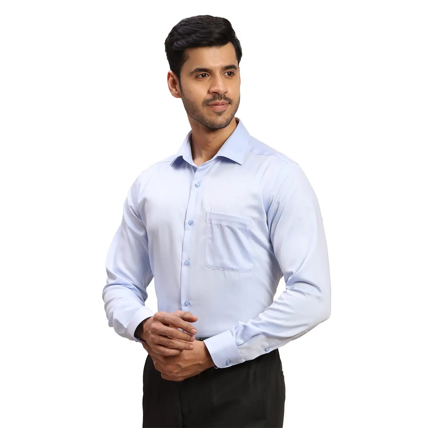 Men Green Contemporary Fit Solid Cotton Cut Collar Shirts