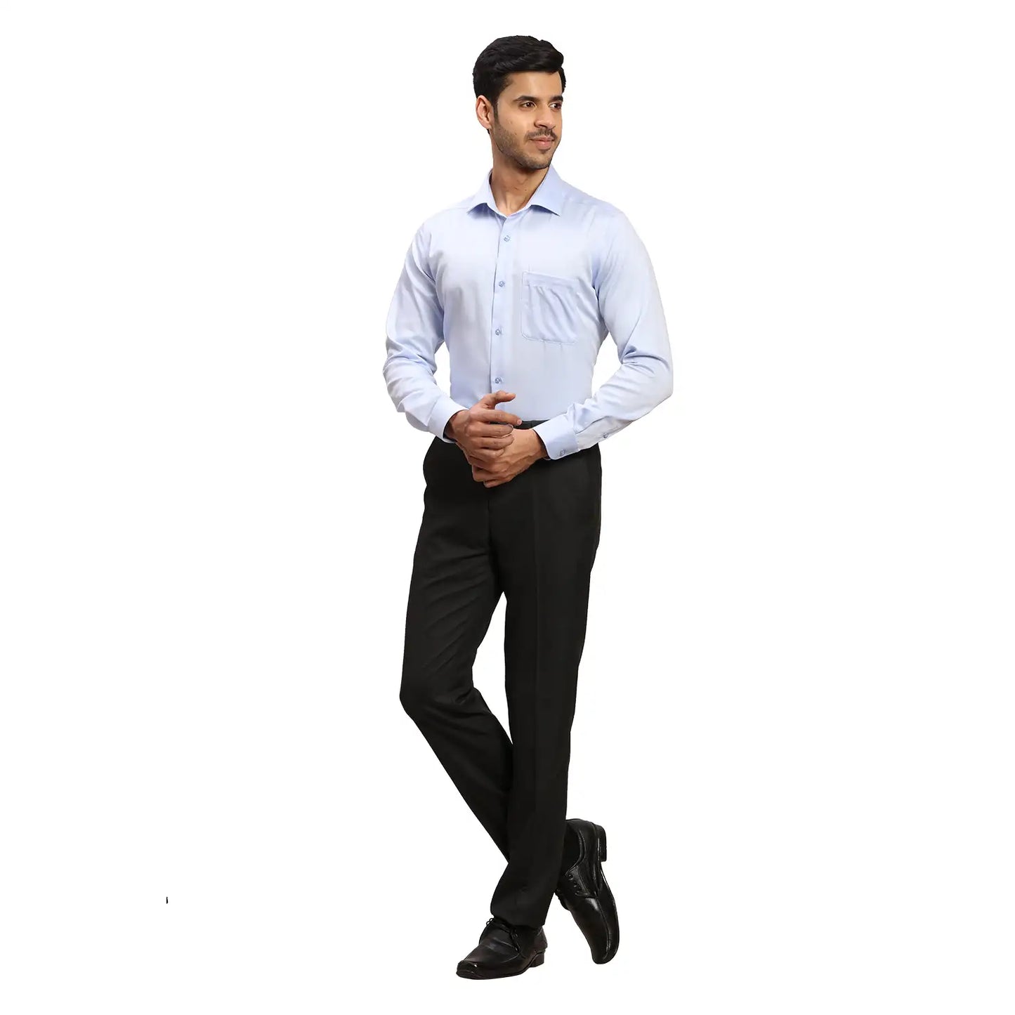Men Green Contemporary Fit Solid Cotton Cut Collar Shirts