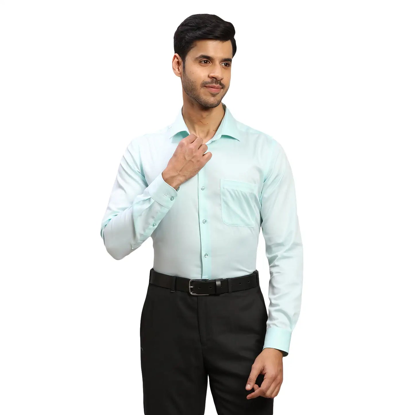 Men Red Contemporary Fit Solid Cotton Cut Collar Shirts