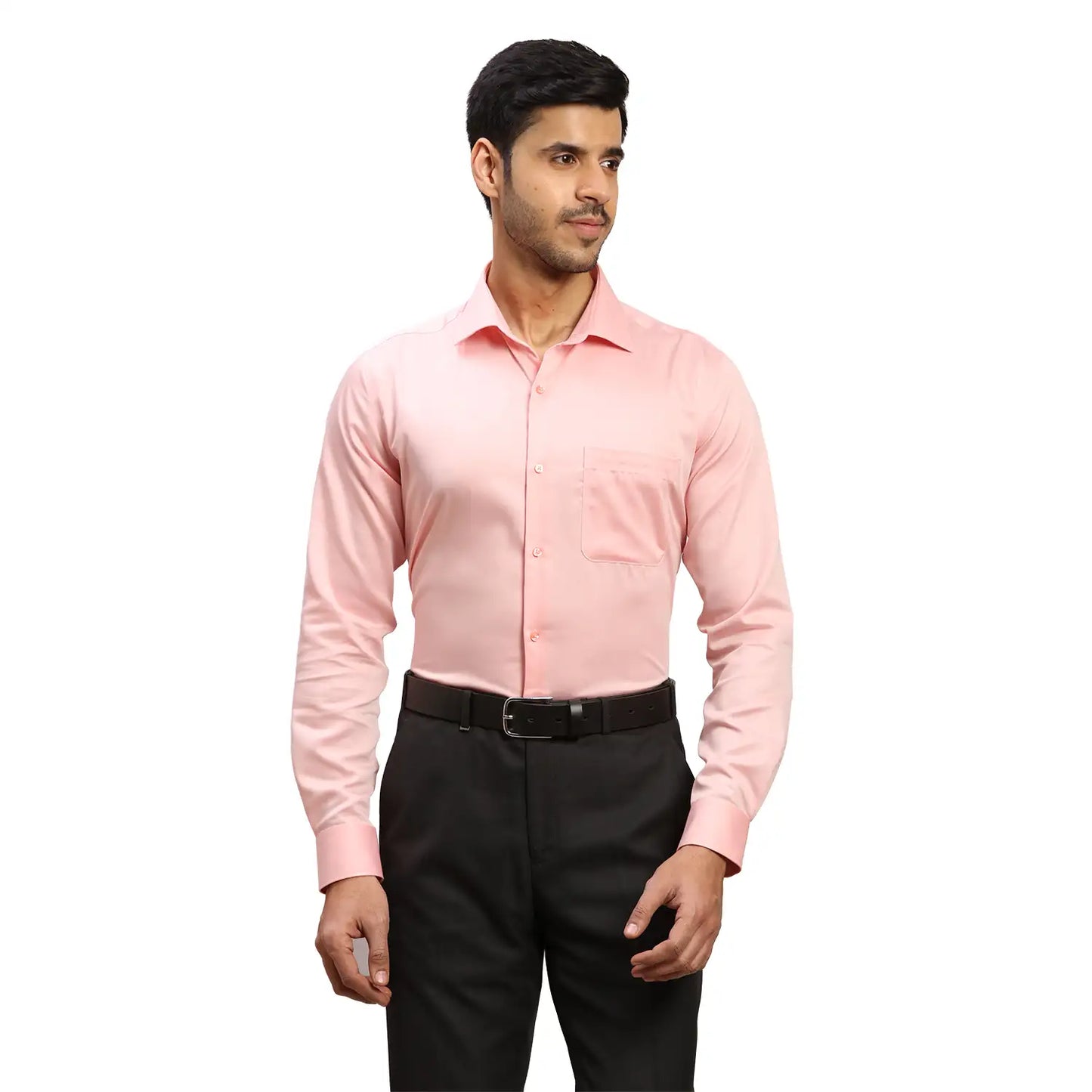 Men Blue Contemporary Fit Solid Cotton Cut Collar Shirts