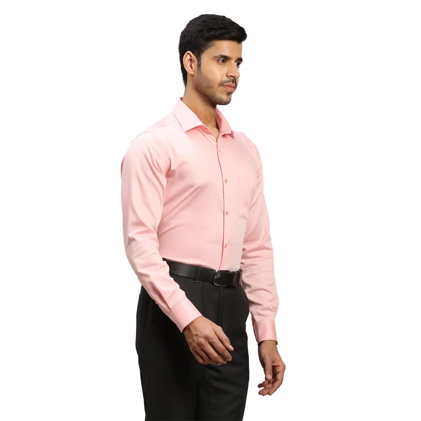 Men Blue Contemporary Fit Solid Cotton Cut Collar Shirts