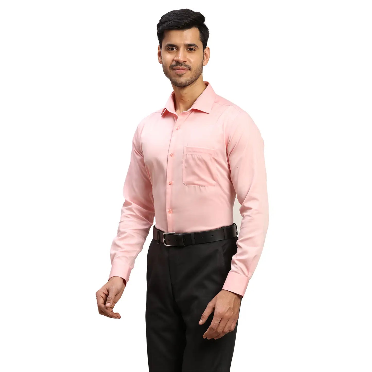 Men Blue Contemporary Fit Solid Cotton Cut Collar Shirts