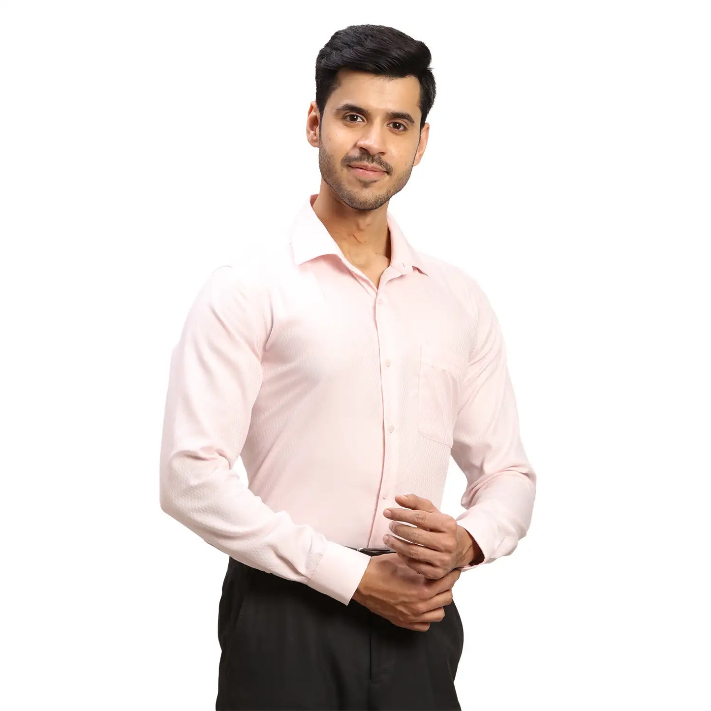 Men Fawn Contemporary Fit Structure Cotton Cut Collar Shirts