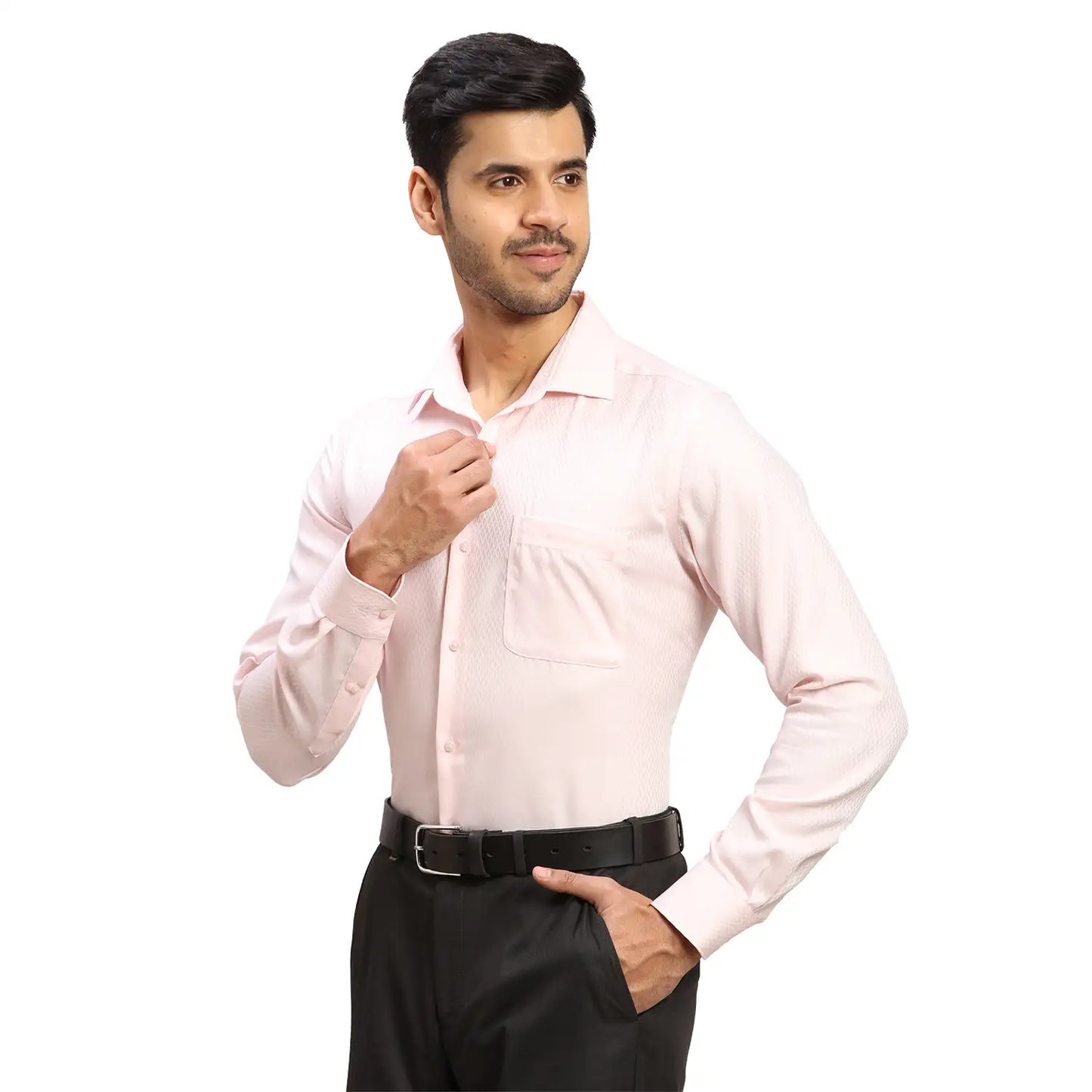 Men Fawn Contemporary Fit Structure Cotton Cut Collar Shirts