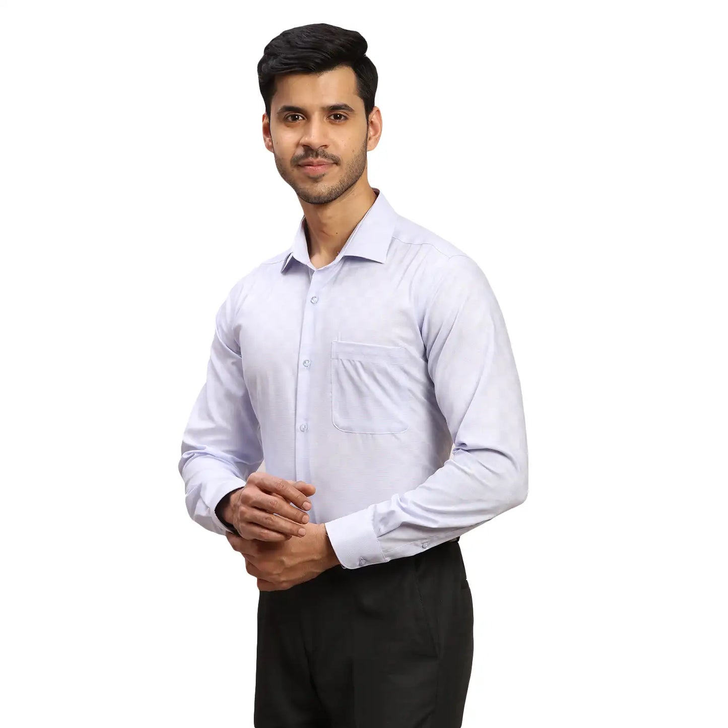Men Violet Contemporary Fit Structure  Cotton   Shirts