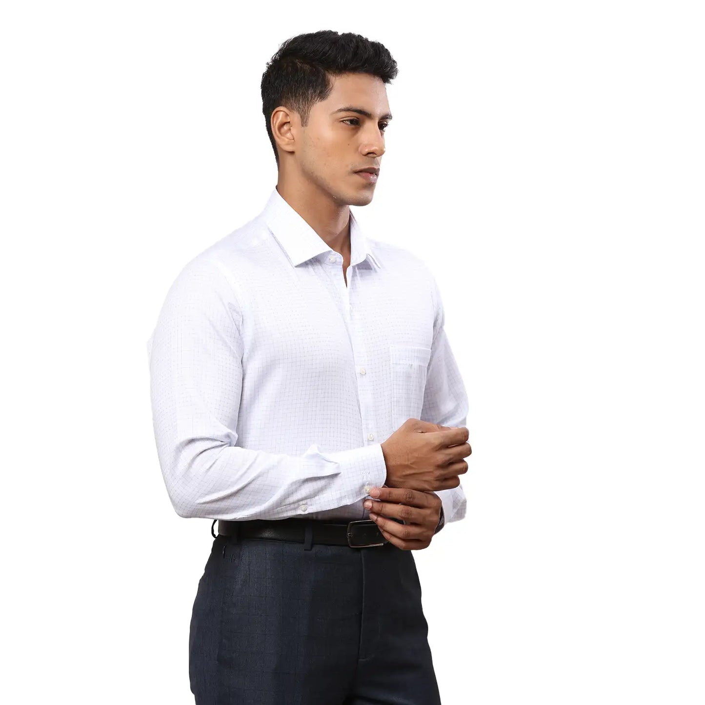 Men Green Contemporary Fit Checks Cotton Cut Collar Shirts