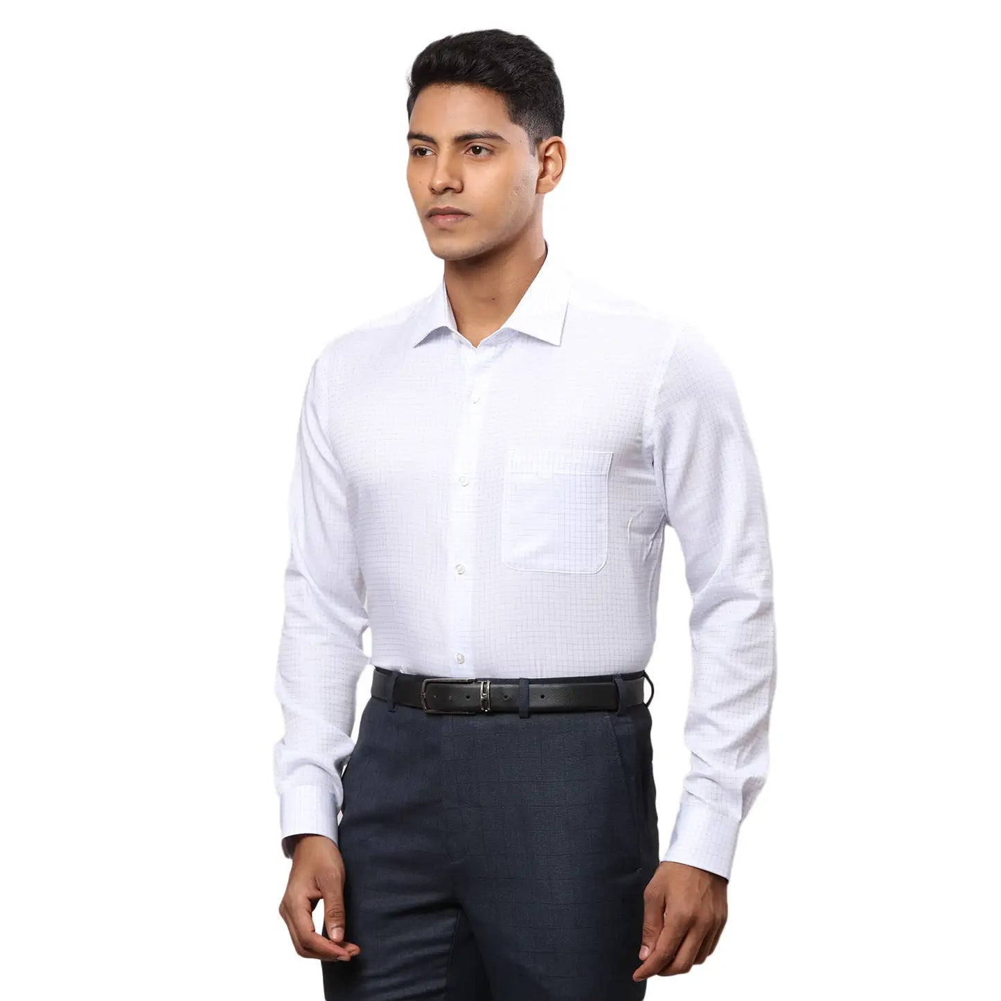 Men Green Contemporary Fit Checks Cotton Cut Collar Shirts