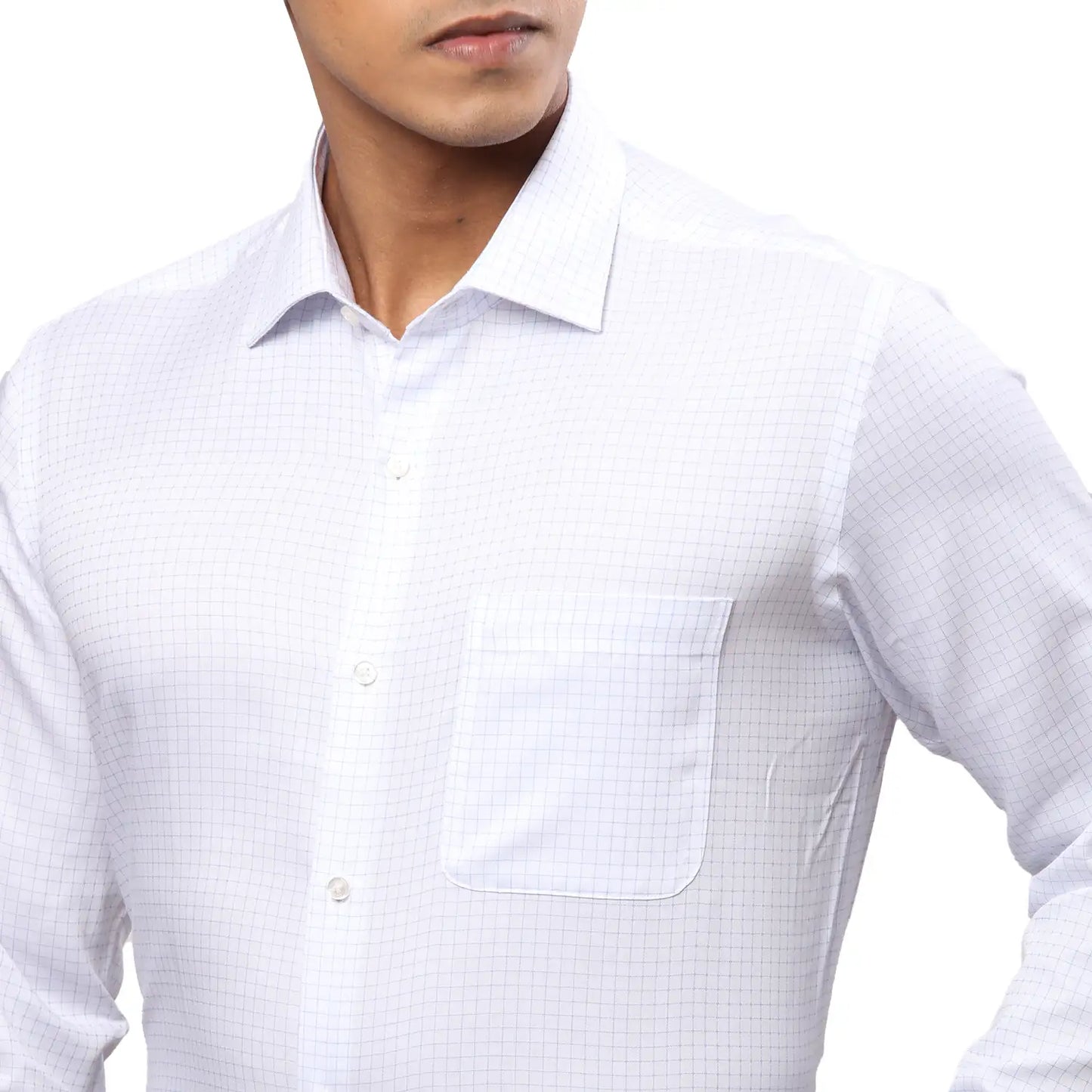 Men Green Contemporary Fit Checks Cotton Cut Collar Shirts