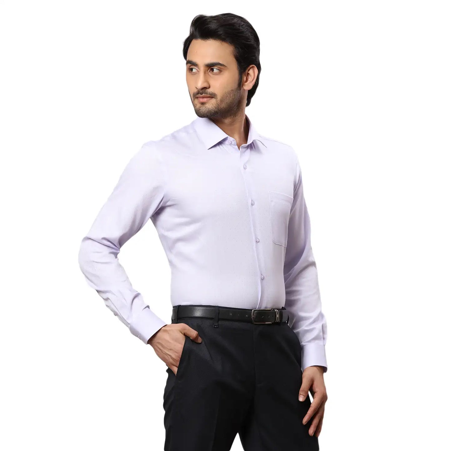 Men Yellow Contemporary Fit Structure  Cotton   Shirts