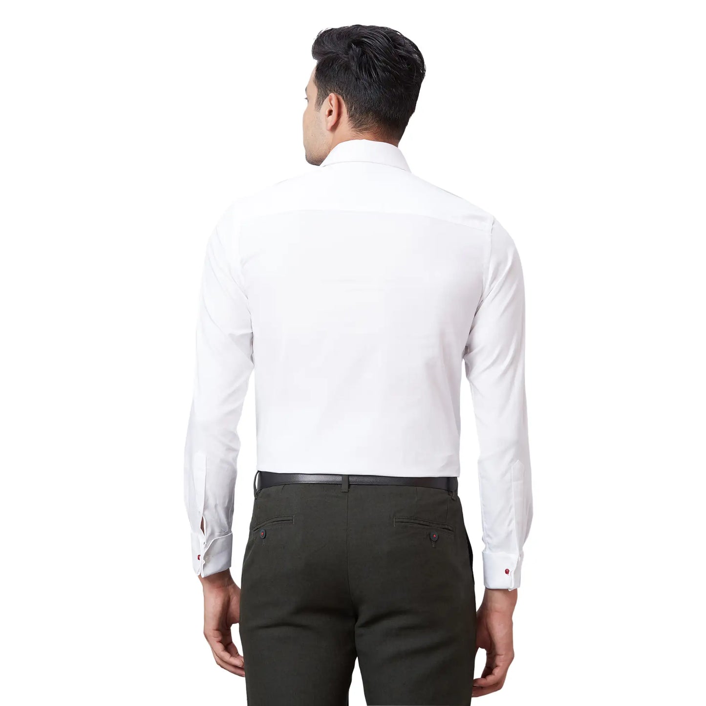 Men Black Contemporary Fit Structure Polyester Blend Trouser