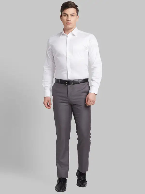 Men White Contemporary Fit Structure Cotton Shirts MyRaymond