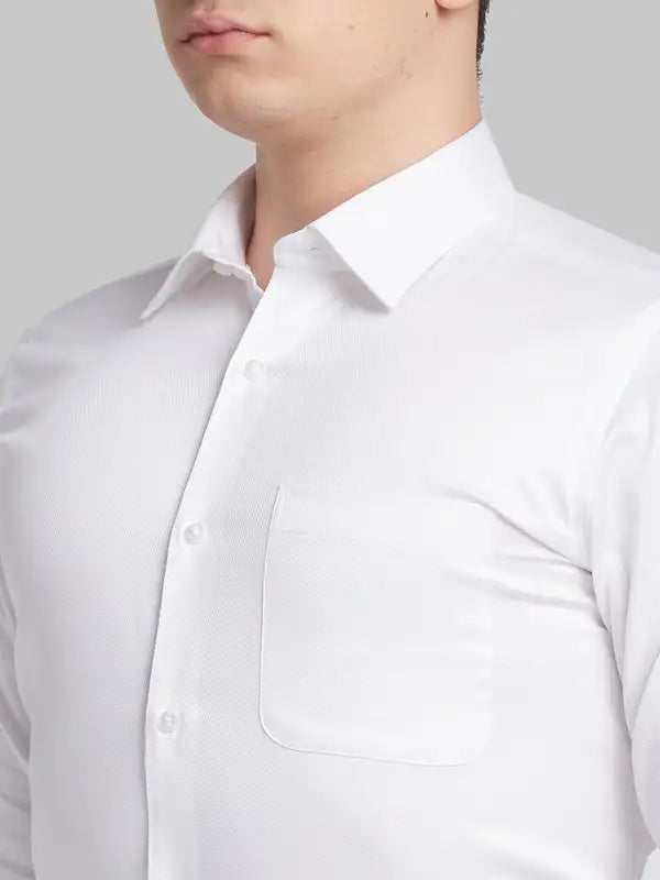 Men White Contemporary Fit Structure Cotton Shirts MyRaymond