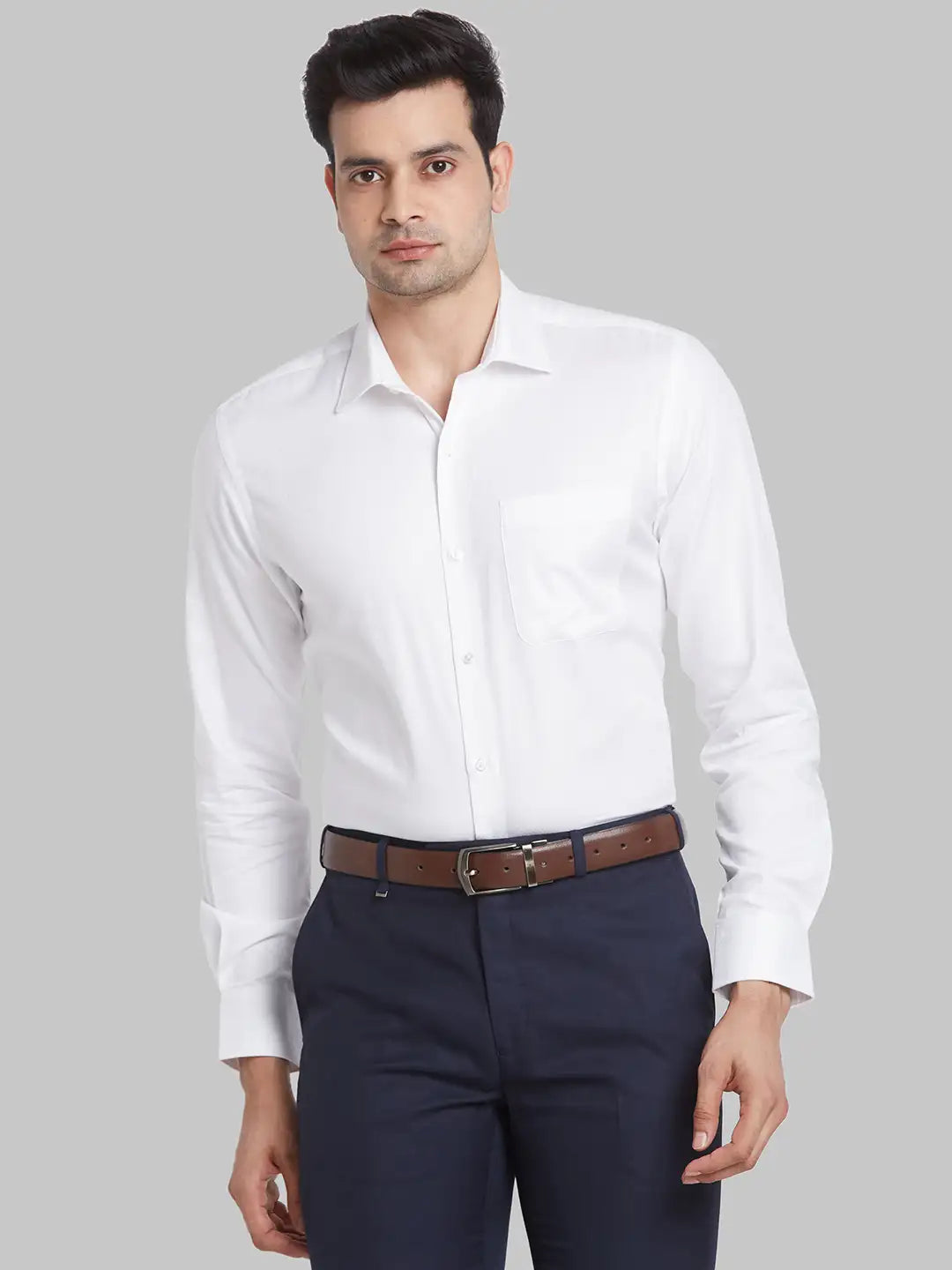 Men Blue Contemporary Fit Structure Cotton Shirts