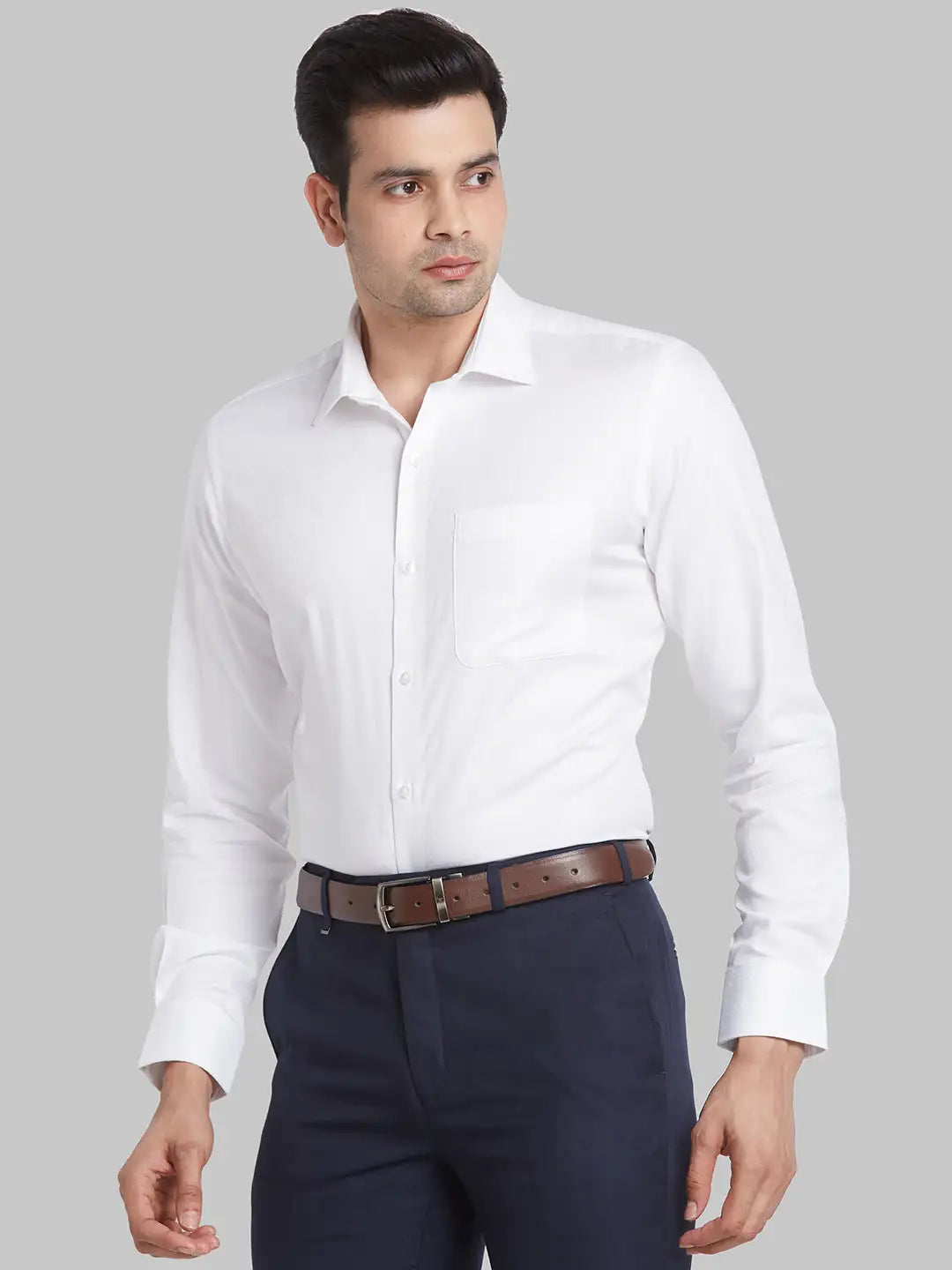 Men Blue Contemporary Fit Structure Cotton Shirts
