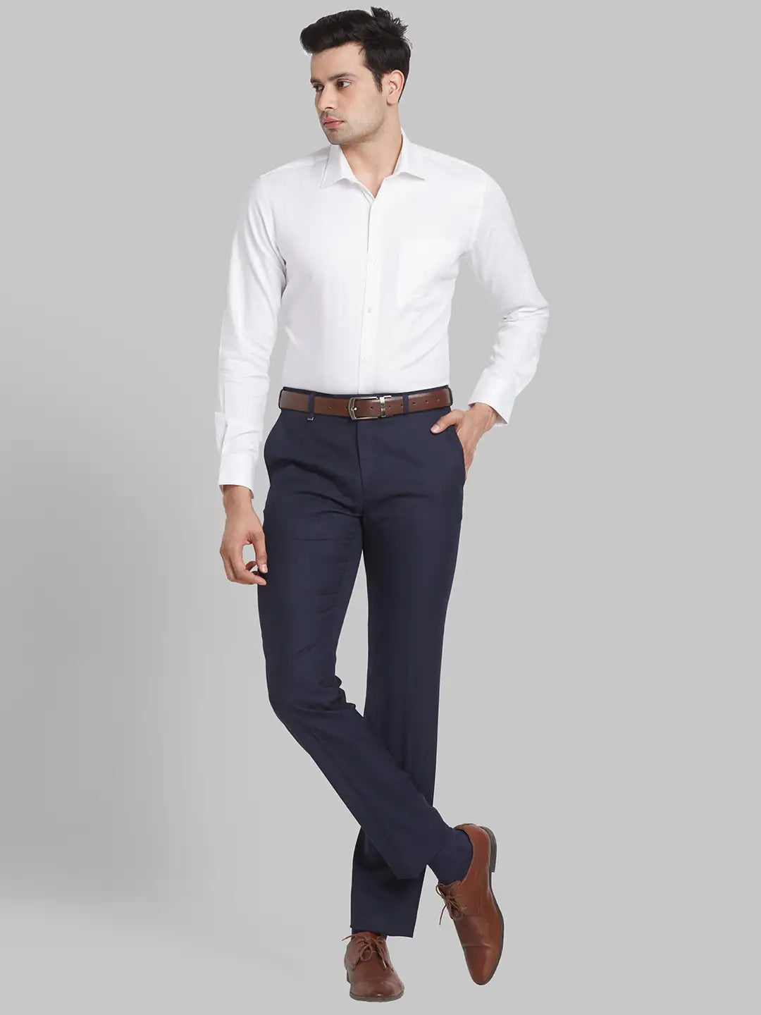 Men Blue Contemporary Fit Structure Cotton Shirts