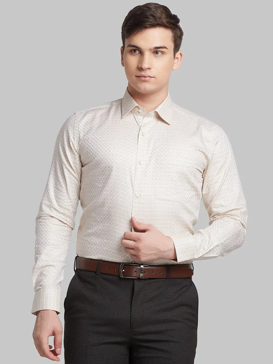 Men Blue Contemporary Fit Structure  Cotton   Shirts