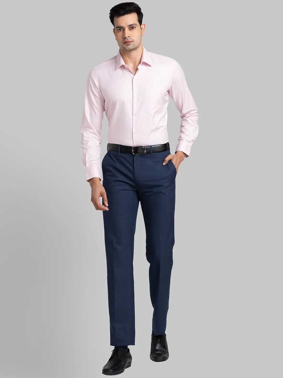 Men White Contemporary Fit Structure Cotton Blend   Shirts