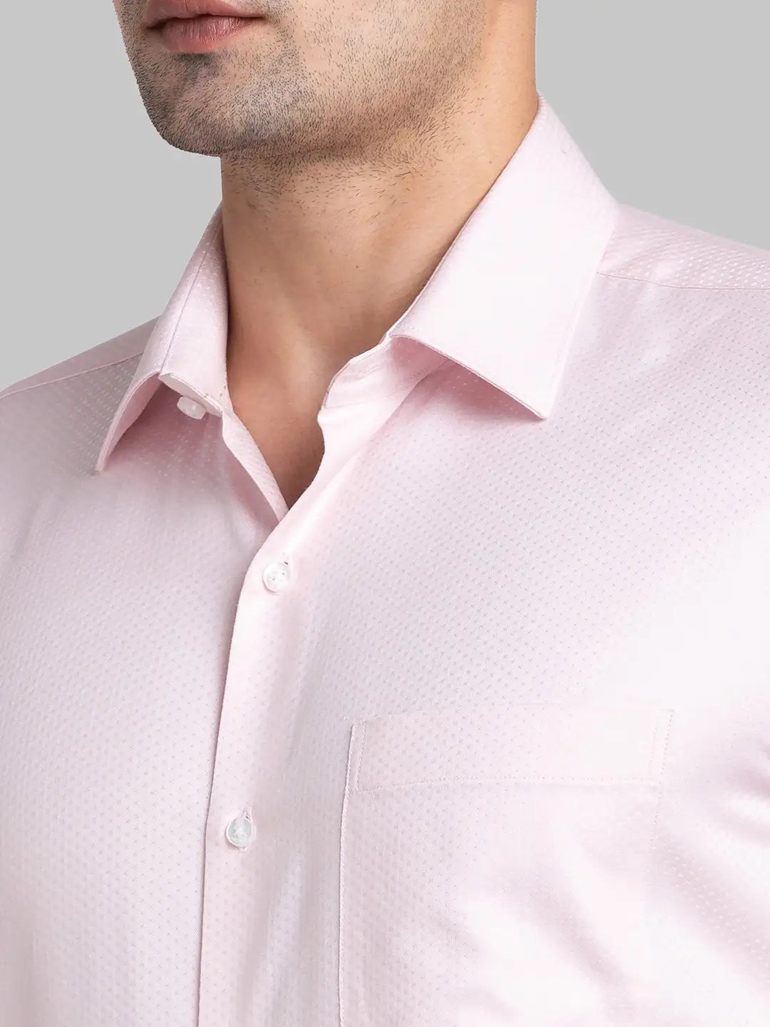 Men White Contemporary Fit Structure Cotton Blend   Shirts