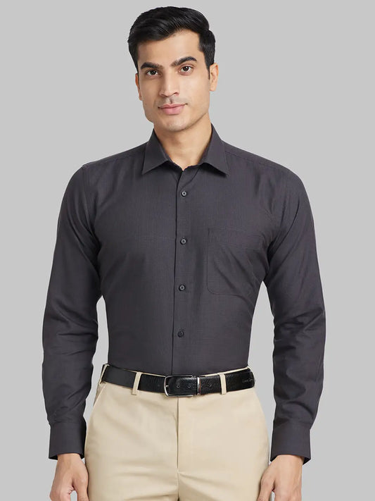 Raymond Men Red Structure Contemporary Fit Wool Blend Shirt
