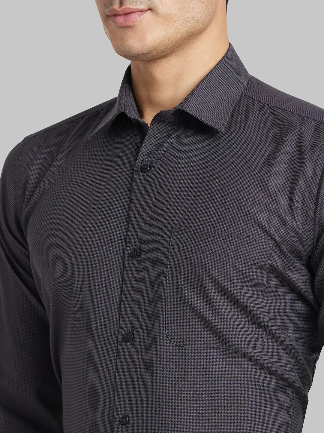 Raymond Men Red Structure Contemporary Fit Wool Blend Shirt