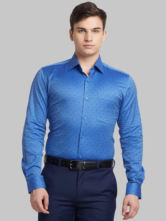 Men Green Contemporary Fit Structure  Cotton   Shirts