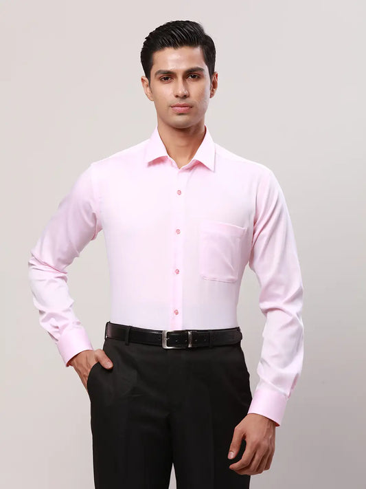 Raymond Men White Solid Contemporary Fit Cotton Cutaway Collar Shirt