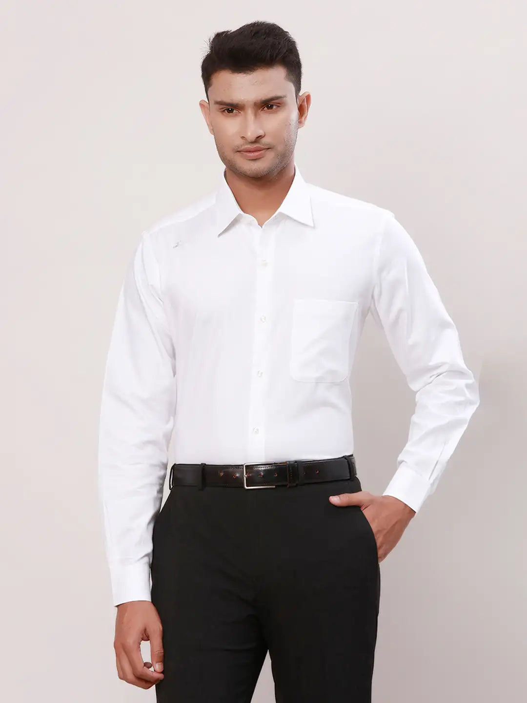 Raymond Men White Structure Contemporary Fit Cotton Shirt