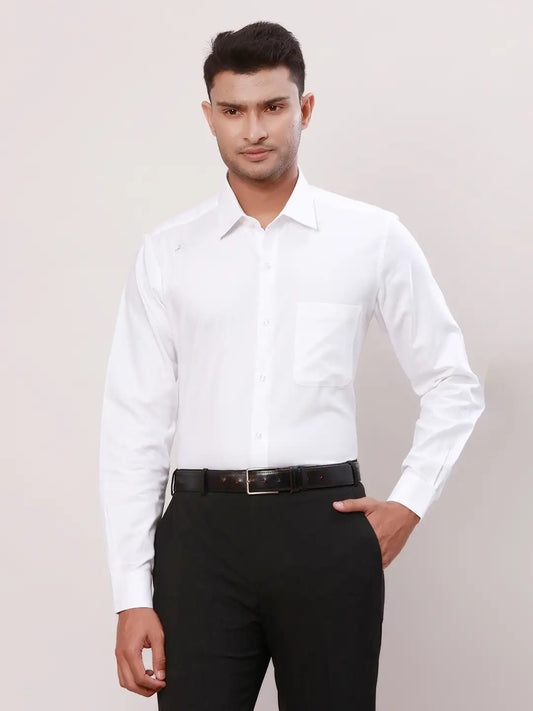 Raymond Men White Structure Contemporary Fit Cotton Shirt