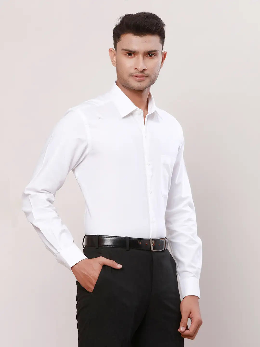Raymond Men White Structure Contemporary Fit Cotton Shirt