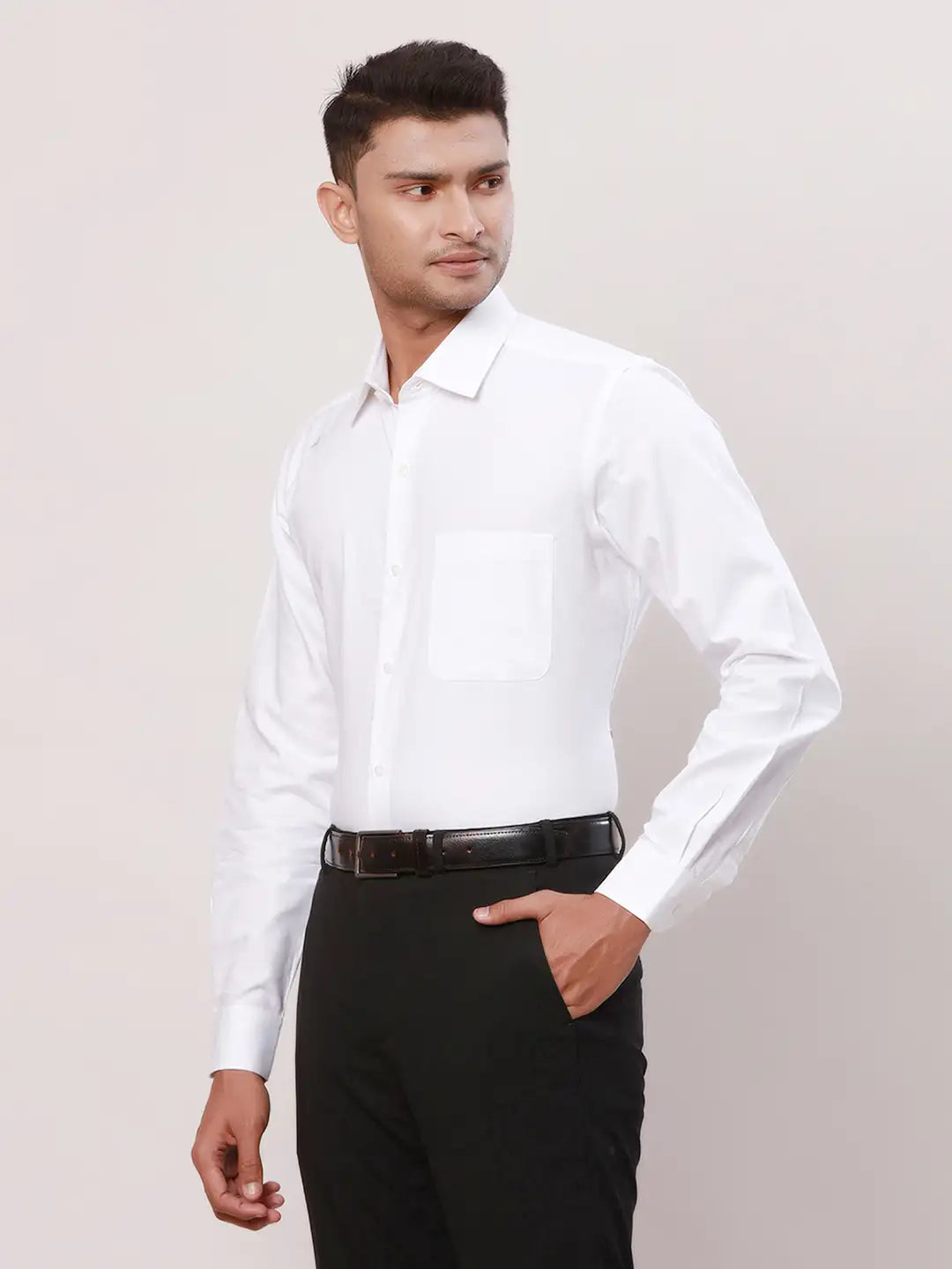 Raymond Men White Structure Contemporary Fit Cotton Shirt
