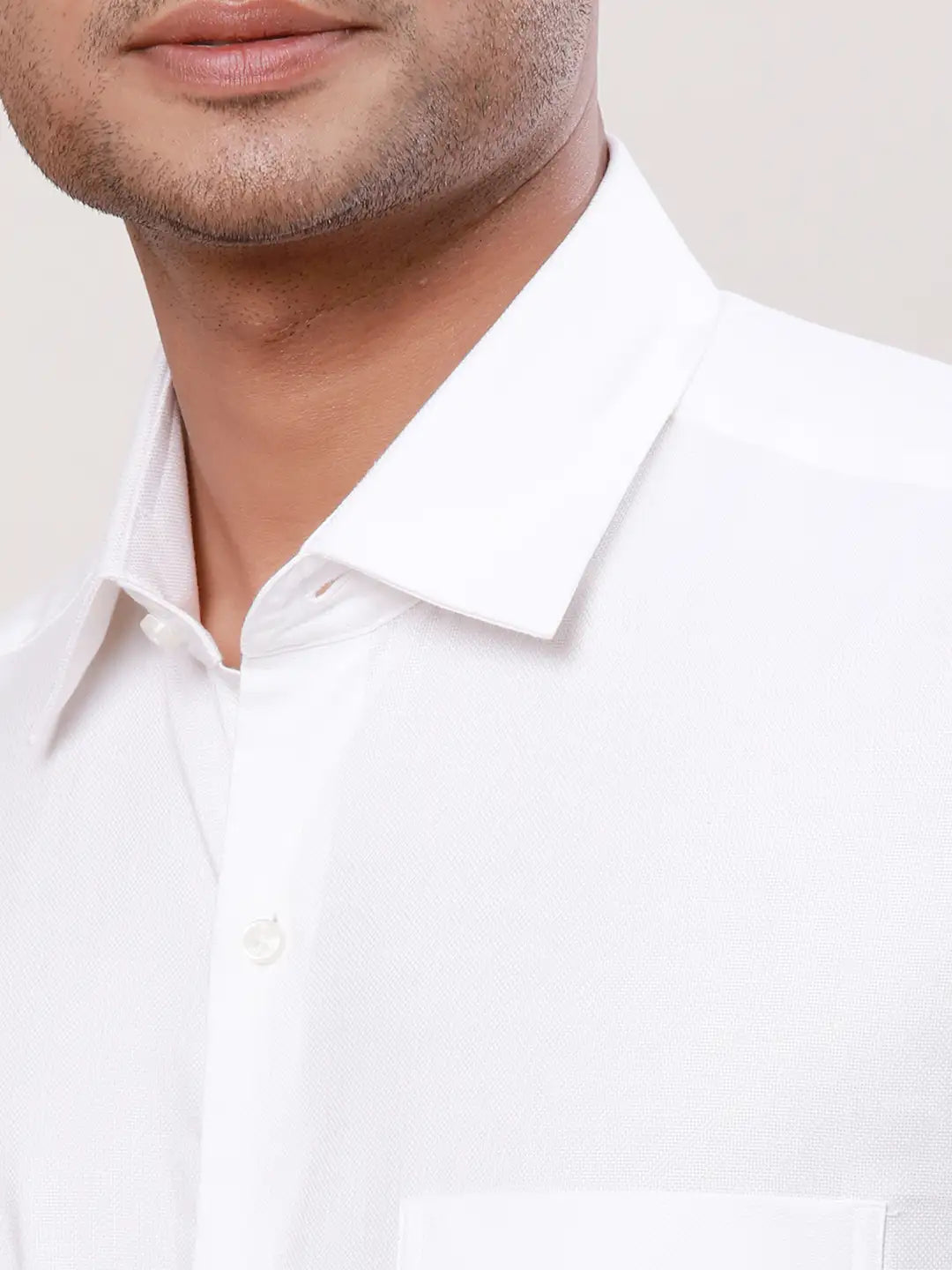 Raymond Men White Structure Contemporary Fit Cotton Shirt